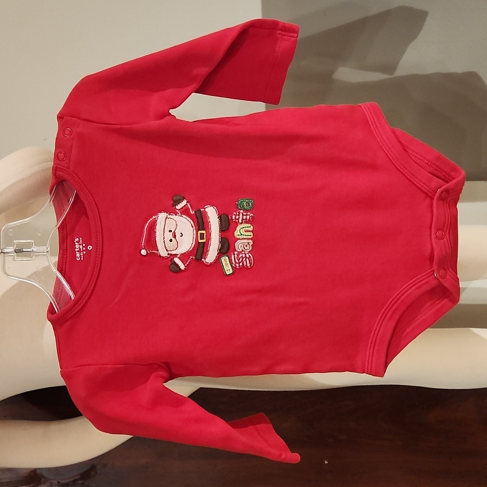Carter's Boys Embroidered Festive Red Santa Onsie CLEARANCE